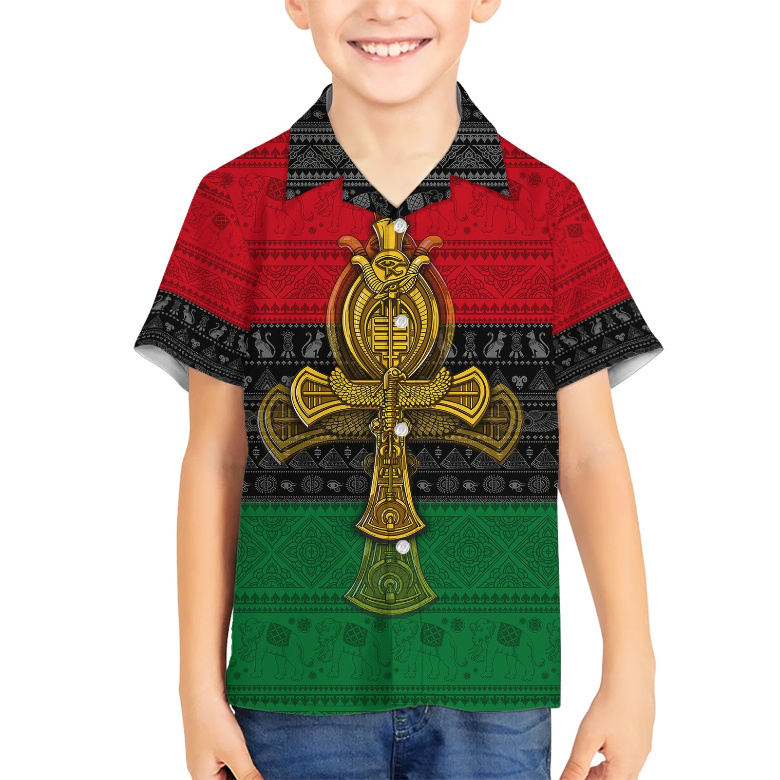 Pan African Ankh Kid Hawaiian Shirt - Wonder Print Shop