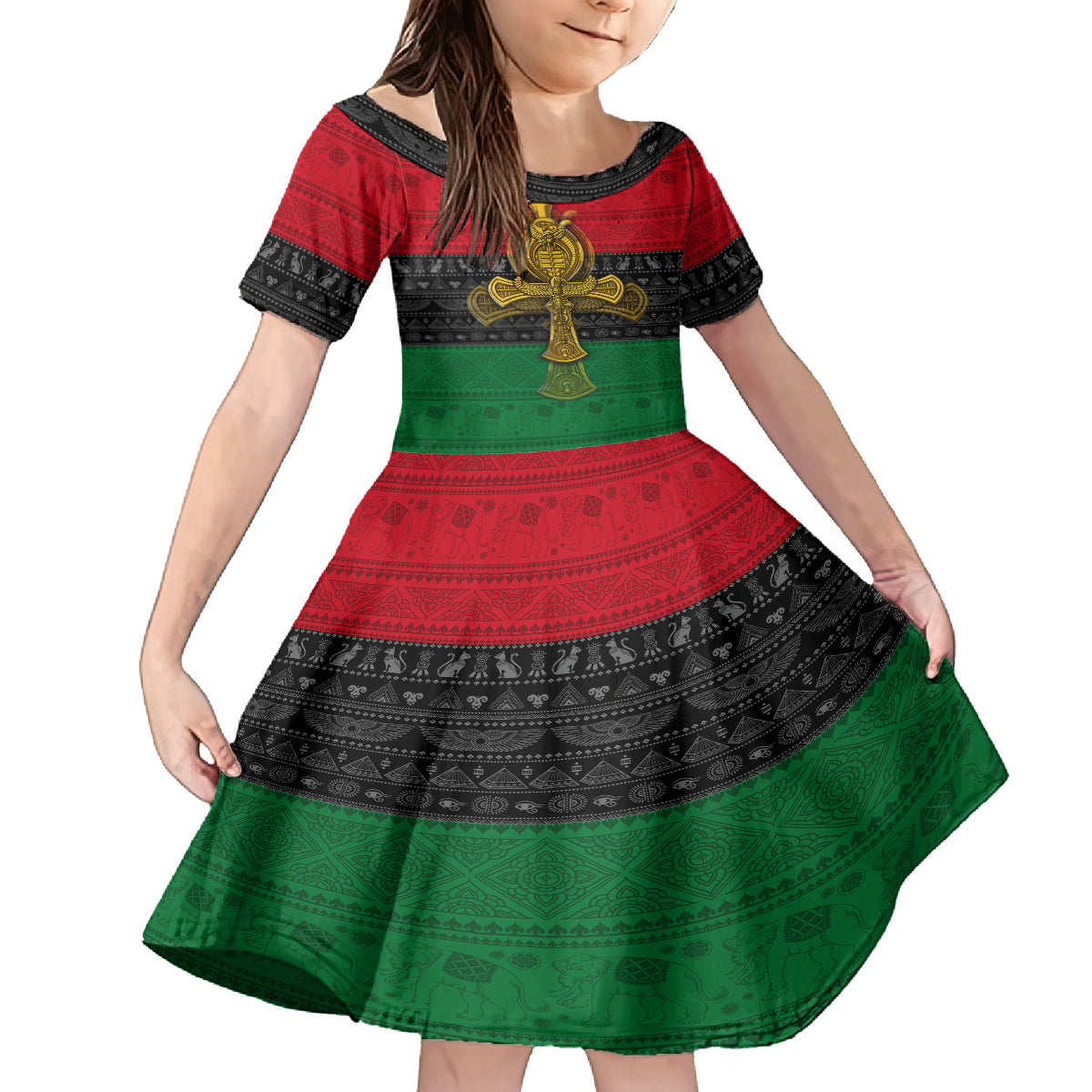 Pan African Ankh Kid Short Sleeve Dress - Wonder Print Shop
