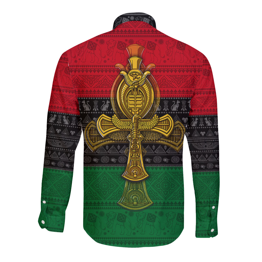 Pan African Ankh Long Sleeve Button Shirt - Wonder Print Shop
