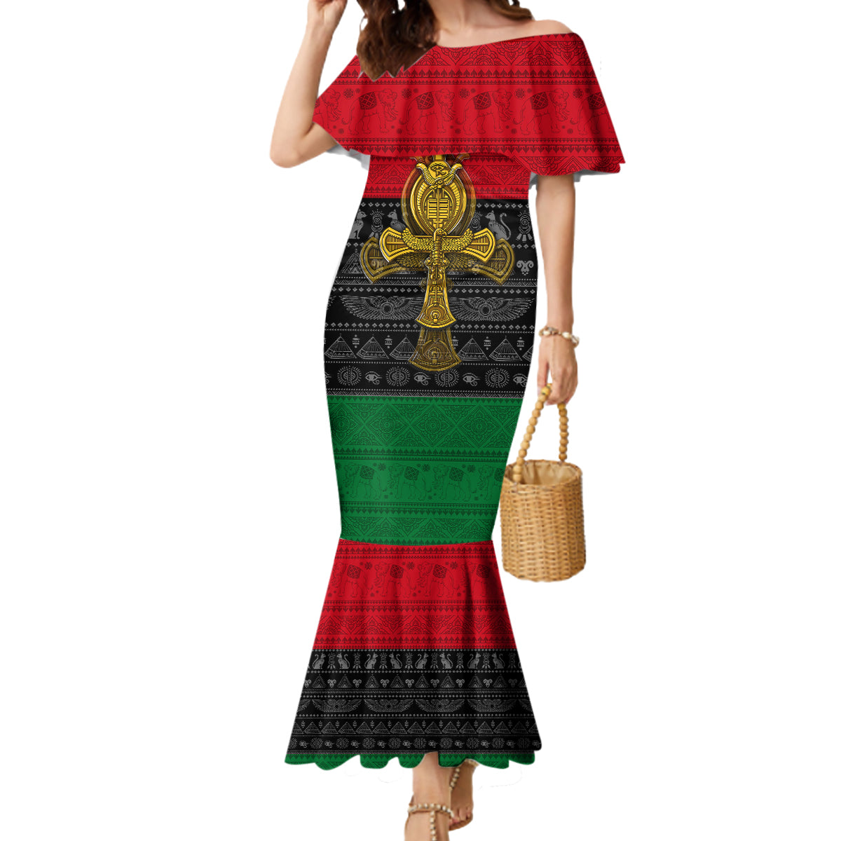 Pan African Ankh Mermaid Dress - Wonder Print Shop