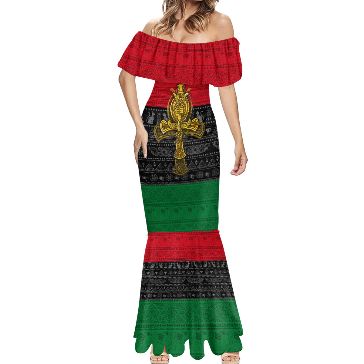 Pan African Ankh Mermaid Dress - Wonder Print Shop