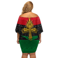 Pan African Ankh Off Shoulder Short Dress - Wonder Print Shop
