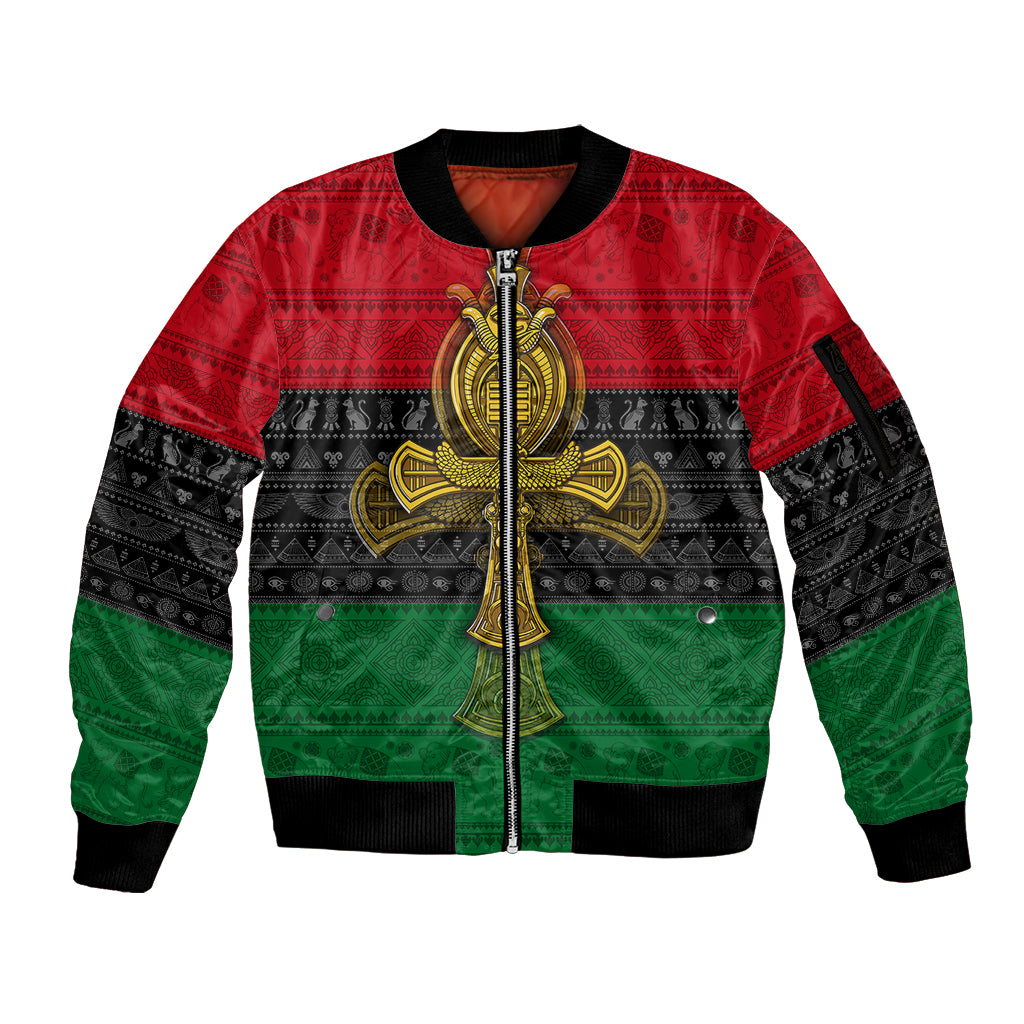 Pan African Ankh Sleeve Zip Bomber Jacket - Wonder Print Shop