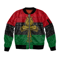 Pan African Ankh Sleeve Zip Bomber Jacket - Wonder Print Shop
