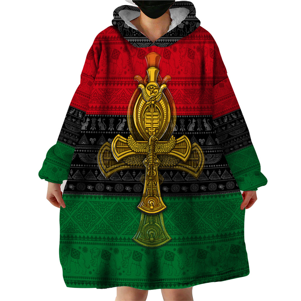 Pan African Ankh Wearable Blanket Hoodie - Wonder Print Shop