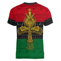 Pan African Ankh Women V Neck T Shirt - Wonder Print Shop