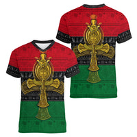 Pan African Ankh Women V Neck T Shirt - Wonder Print Shop
