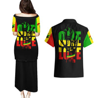 Reggae One Love Couples Matching Puletasi Dress and Hawaiian Shirt African - Wonder Print Shop