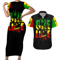 Reggae One Love Couples Matching Short Sleeve Bodycon Dress and Hawaiian Shirt African - Wonder Print Shop