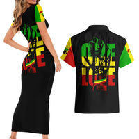 Reggae One Love Couples Matching Short Sleeve Bodycon Dress and Hawaiian Shirt African - Wonder Print Shop