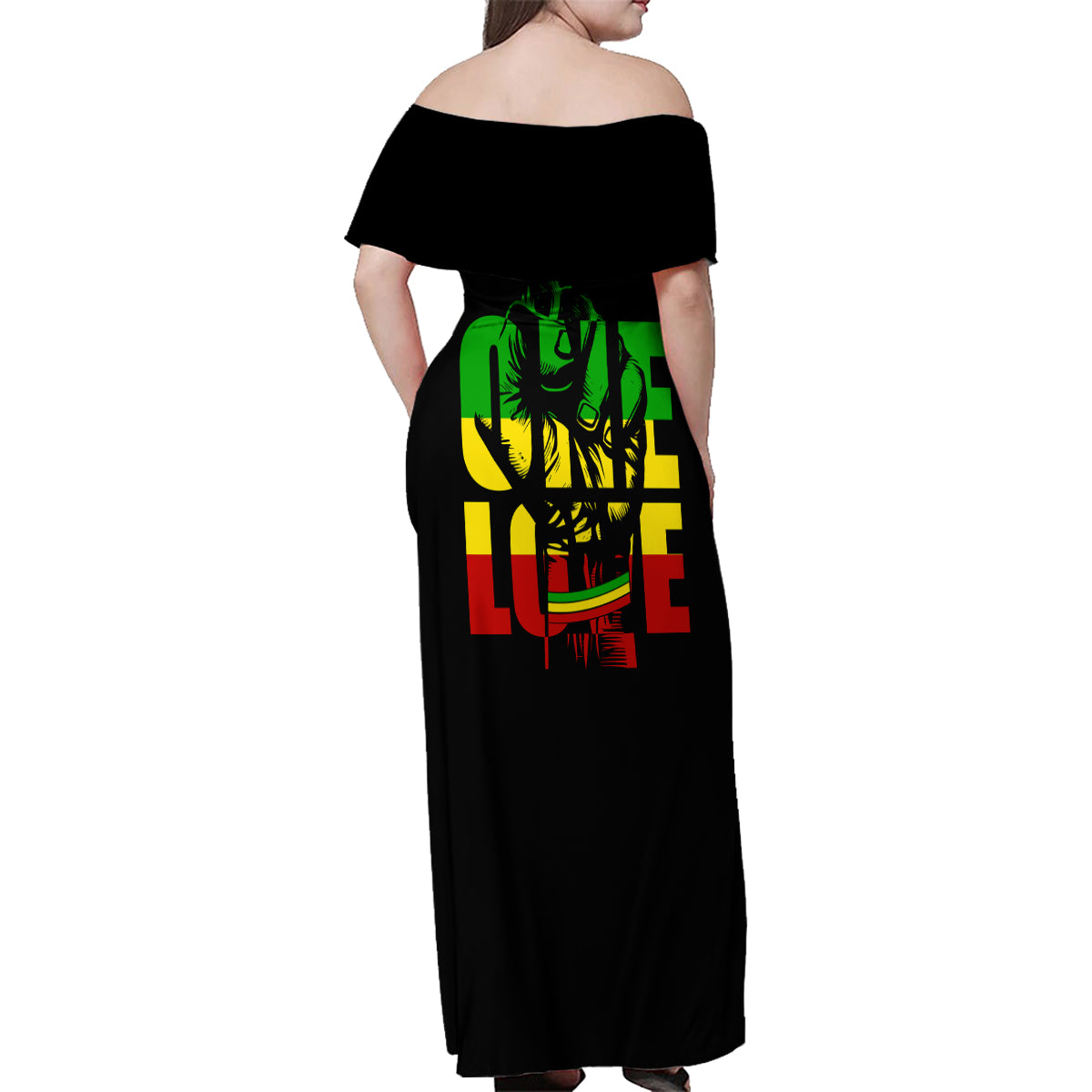 Reggae One Love Family Matching Off Shoulder Maxi Dress and Hawaiian Shirt African - Wonder Print Shop