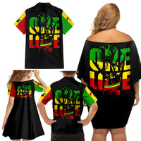 Reggae One Love Family Matching Off Shoulder Short Dress and Hawaiian Shirt African - Wonder Print Shop