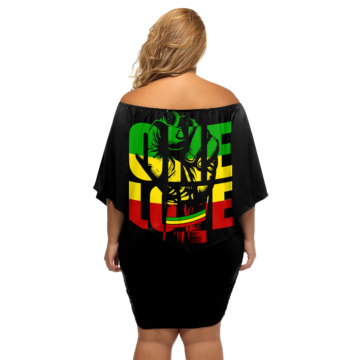 Reggae One Love Family Matching Off Shoulder Short Dress and Hawaiian Shirt African - Wonder Print Shop