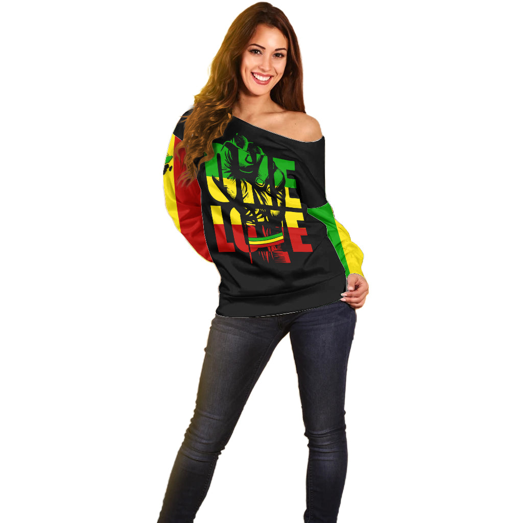 Reggae One Love Off Shoulder Sweater African - Wonder Print Shop