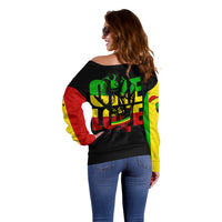 Reggae One Love Off Shoulder Sweater African - Wonder Print Shop