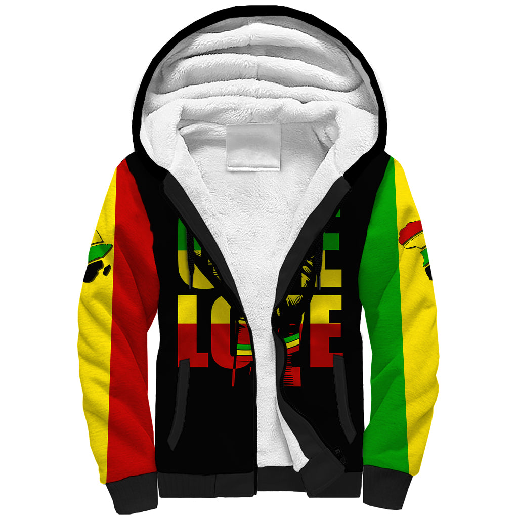 Reggae One Love Sherpa Hoodie African - Wonder Print Shop