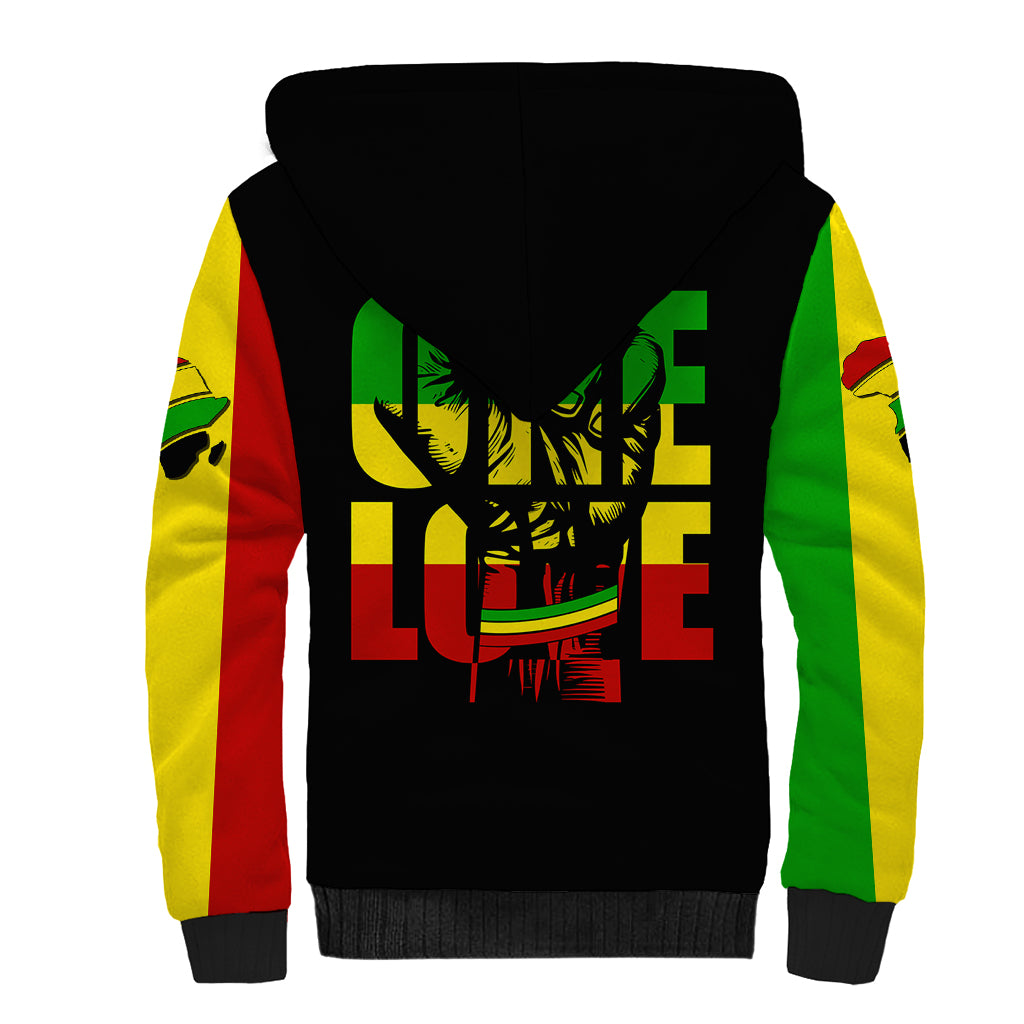 Reggae One Love Sherpa Hoodie African - Wonder Print Shop