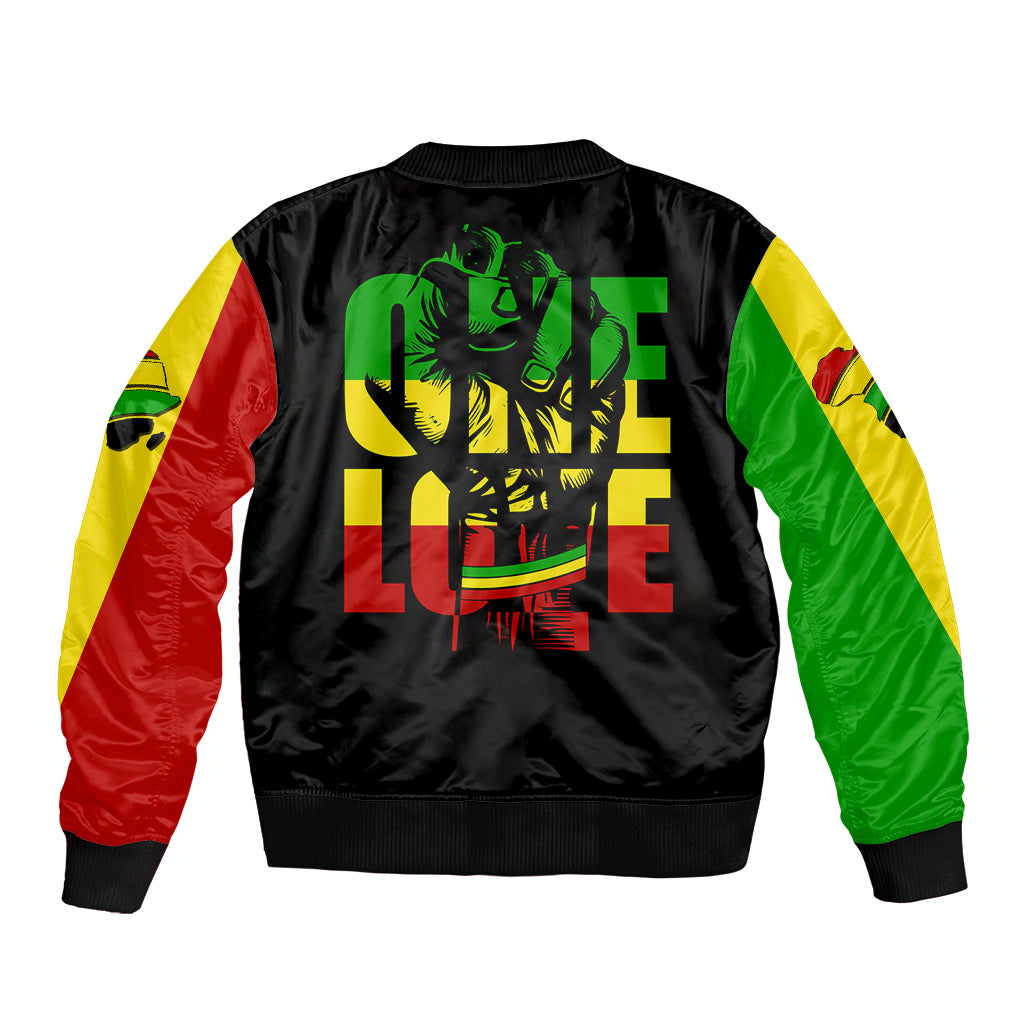 Reggae One Love Sleeve Zip Bomber Jacket African - Wonder Print Shop