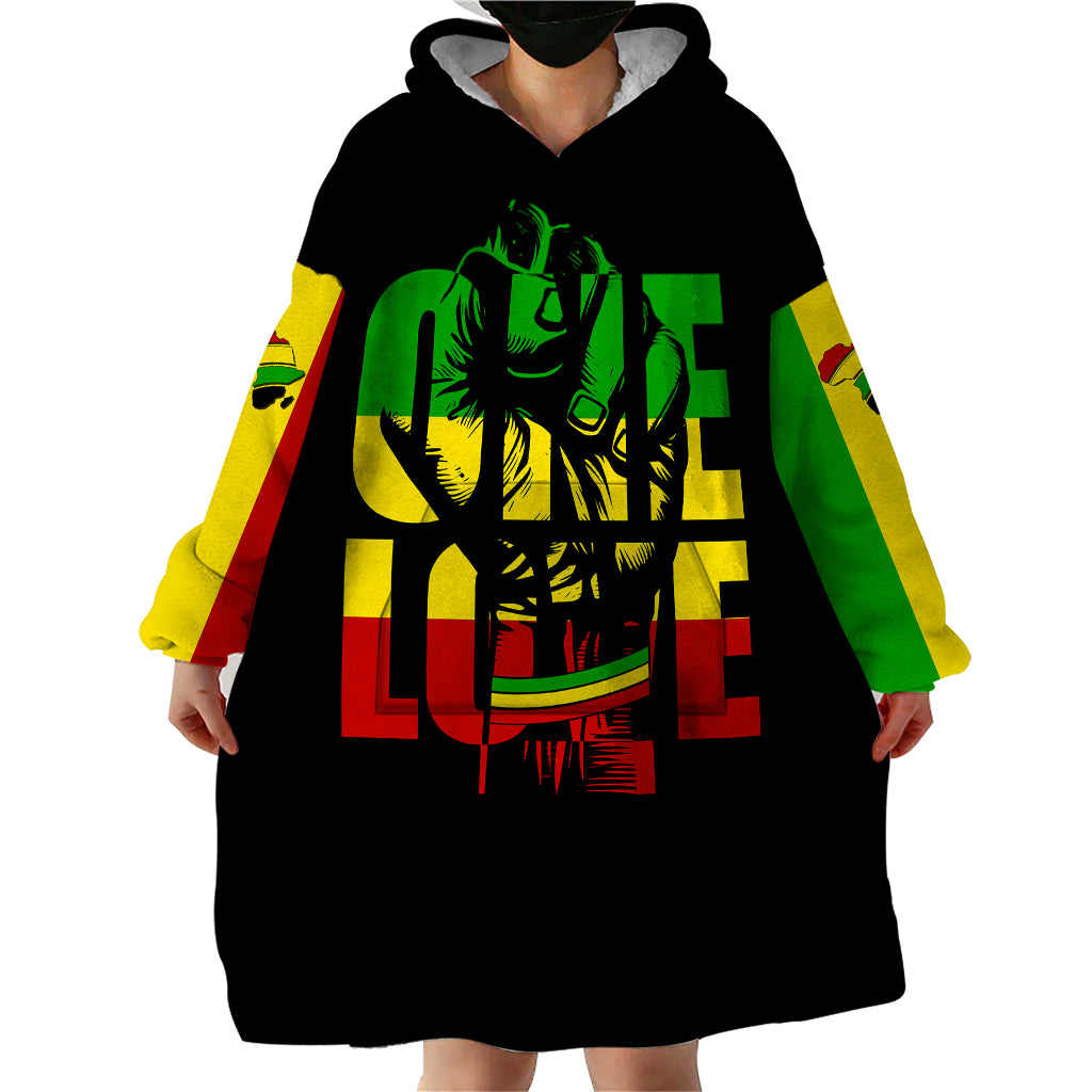Reggae One Love Wearable Blanket Hoodie African - Wonder Print Shop