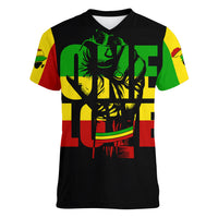 Reggae One Love Women V Neck T Shirt African - Wonder Print Shop