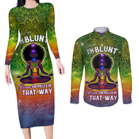 I'm Blunt African Couples Matching Long Sleeve Bodycon Dress and Long Sleeve Button Shirt Black Women Mandala - Wonder Print Shop