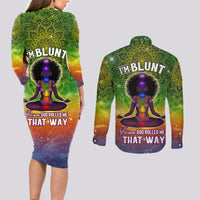 I'm Blunt African Couples Matching Long Sleeve Bodycon Dress and Long Sleeve Button Shirt Black Women Mandala - Wonder Print Shop
