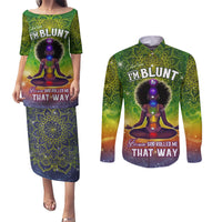 I'm Blunt African Couples Matching Puletasi and Long Sleeve Button Shirt Black Women Mandala - Wonder Print Shop