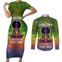 I'm Blunt African Couples Matching Short Sleeve Bodycon Dress and Long Sleeve Button Shirt Black Women Mandala - Wonder Print Shop