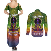 I'm Blunt African Couples Matching Summer Maxi Dress and Long Sleeve Button Shirt Black Women Mandala - Wonder Print Shop