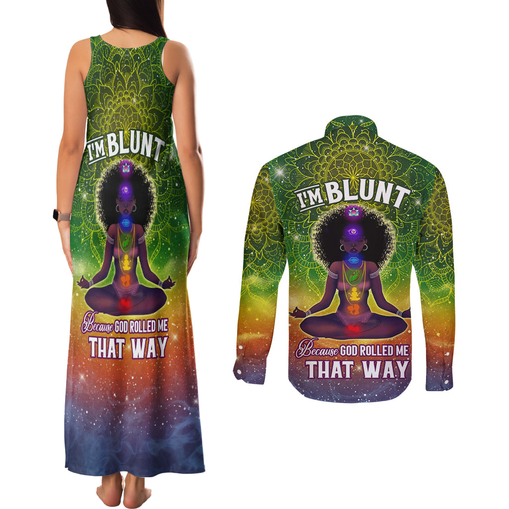 I'm Blunt African Couples Matching Tank Maxi Dress and Long Sleeve Button Shirt Black Women Mandala - Wonder Print Shop