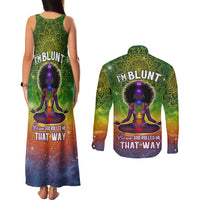 I'm Blunt African Couples Matching Tank Maxi Dress and Long Sleeve Button Shirt Black Women Mandala - Wonder Print Shop