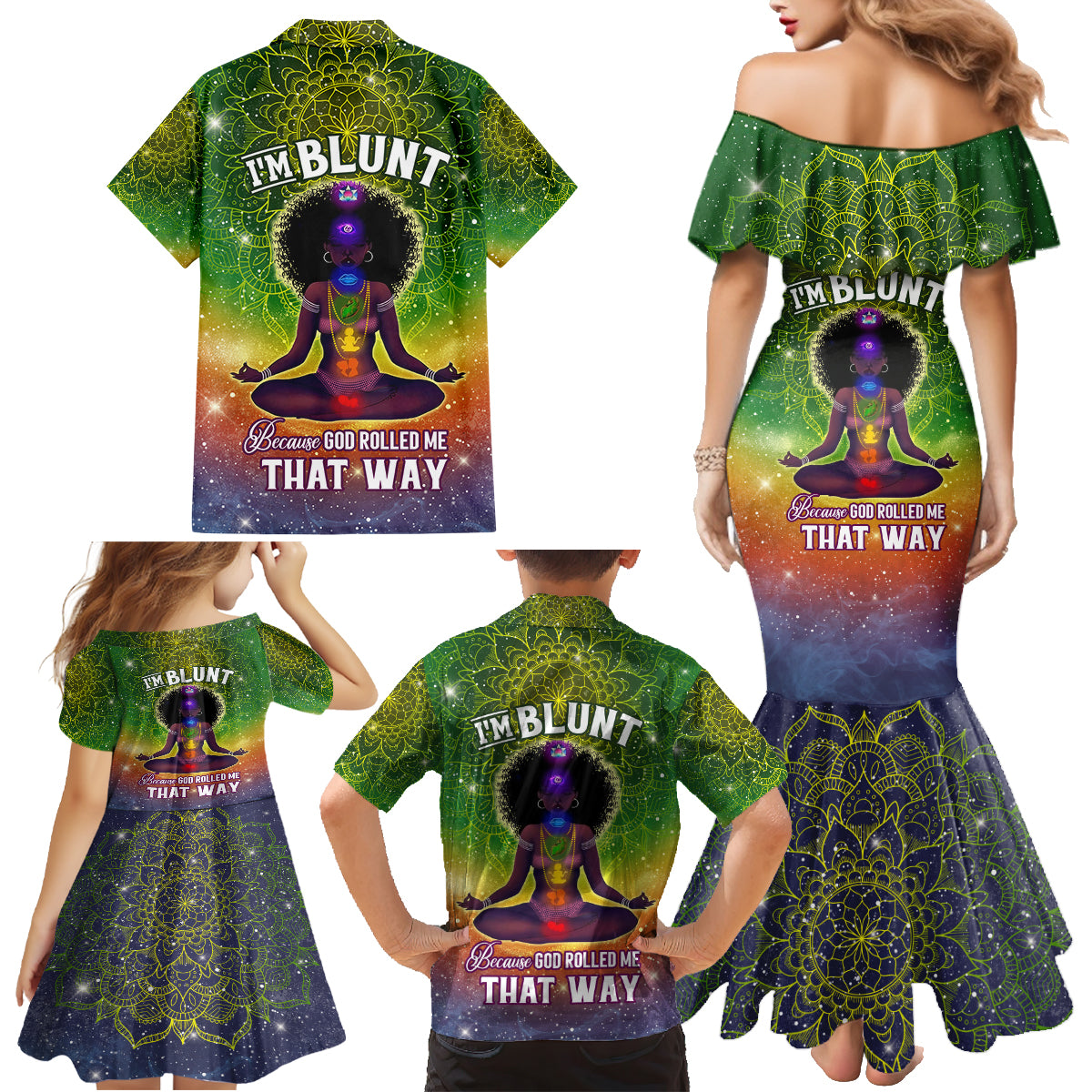 I'm Blunt African Family Matching Mermaid Dress and Hawaiian Shirt Black Women Mandala - Wonder Print Shop