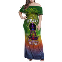 I'm Blunt African Family Matching Off Shoulder Maxi Dress and Hawaiian Shirt Black Women Mandala - Wonder Print Shop