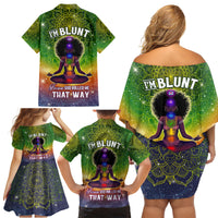 I'm Blunt African Family Matching Off Shoulder Short Dress and Hawaiian Shirt Black Women Mandala - Wonder Print Shop