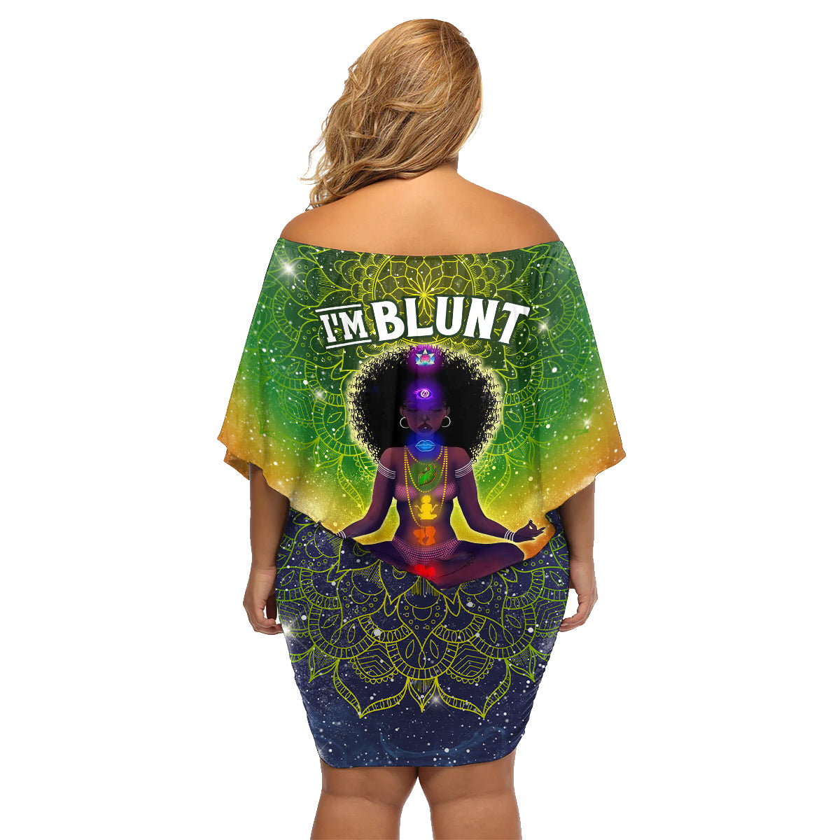 I'm Blunt African Family Matching Off Shoulder Short Dress and Hawaiian Shirt Black Women Mandala - Wonder Print Shop