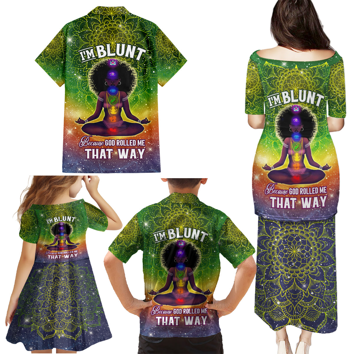 I'm Blunt African Family Matching Puletasi and Hawaiian Shirt Black Women Mandala - Wonder Print Shop