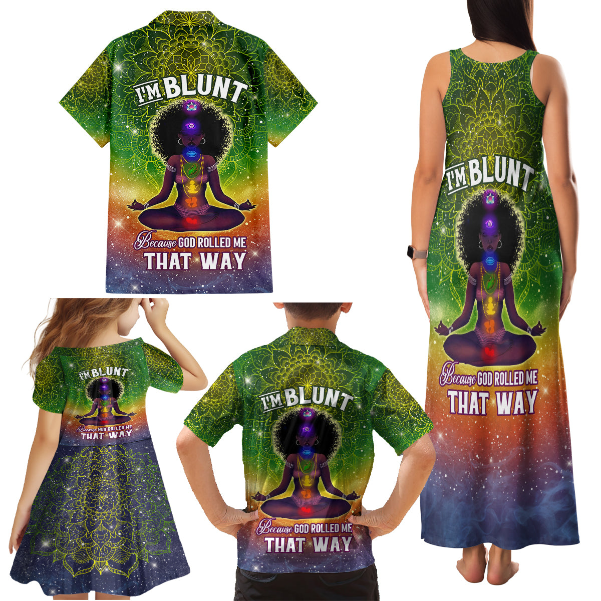 I'm Blunt African Family Matching Tank Maxi Dress and Hawaiian Shirt Black Women Mandala - Wonder Print Shop