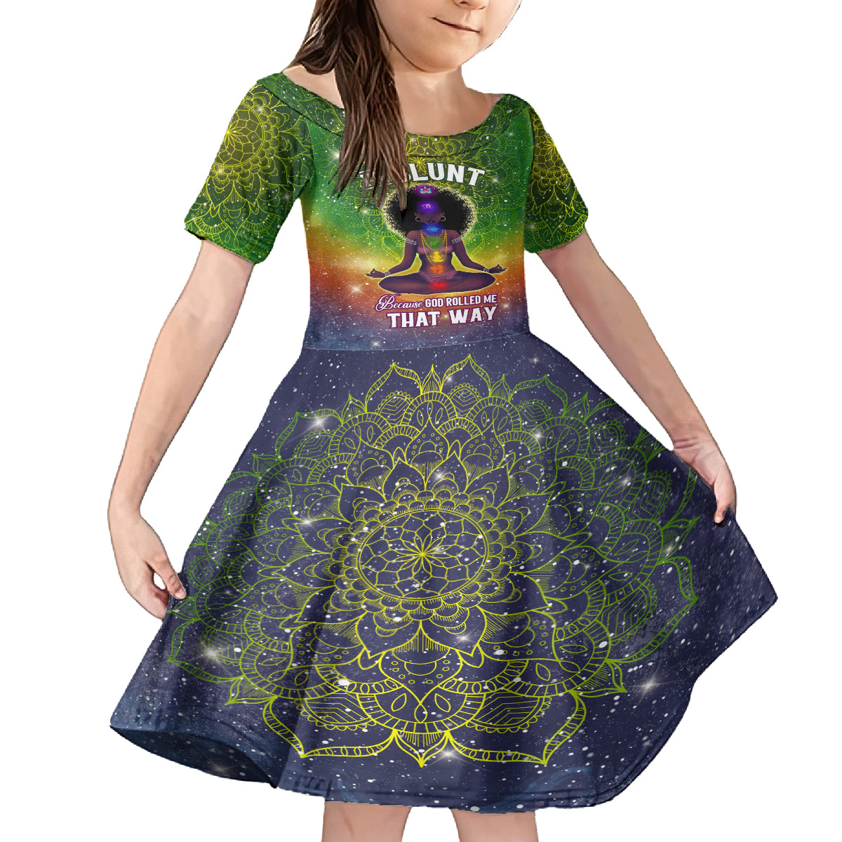 I'm Blunt African Kid Short Sleeve Dress Black Women Mandala - Wonder Print Shop