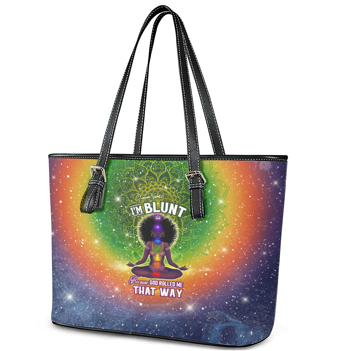 I'm Blunt African Leather Tote Bag Black Women Mandala - Wonder Print Shop