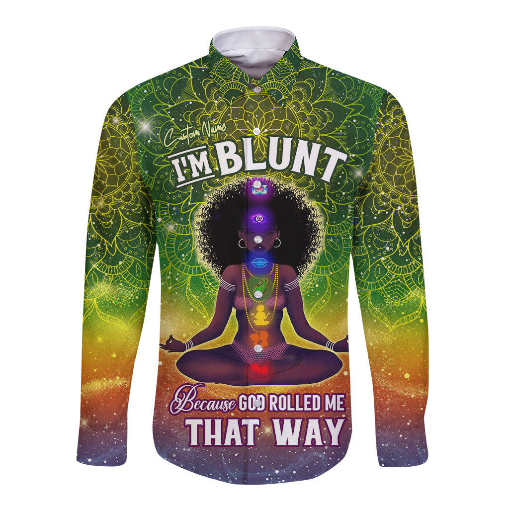 I'm Blunt African Long Sleeve Button Shirt Black Women Mandala - Wonder Print Shop