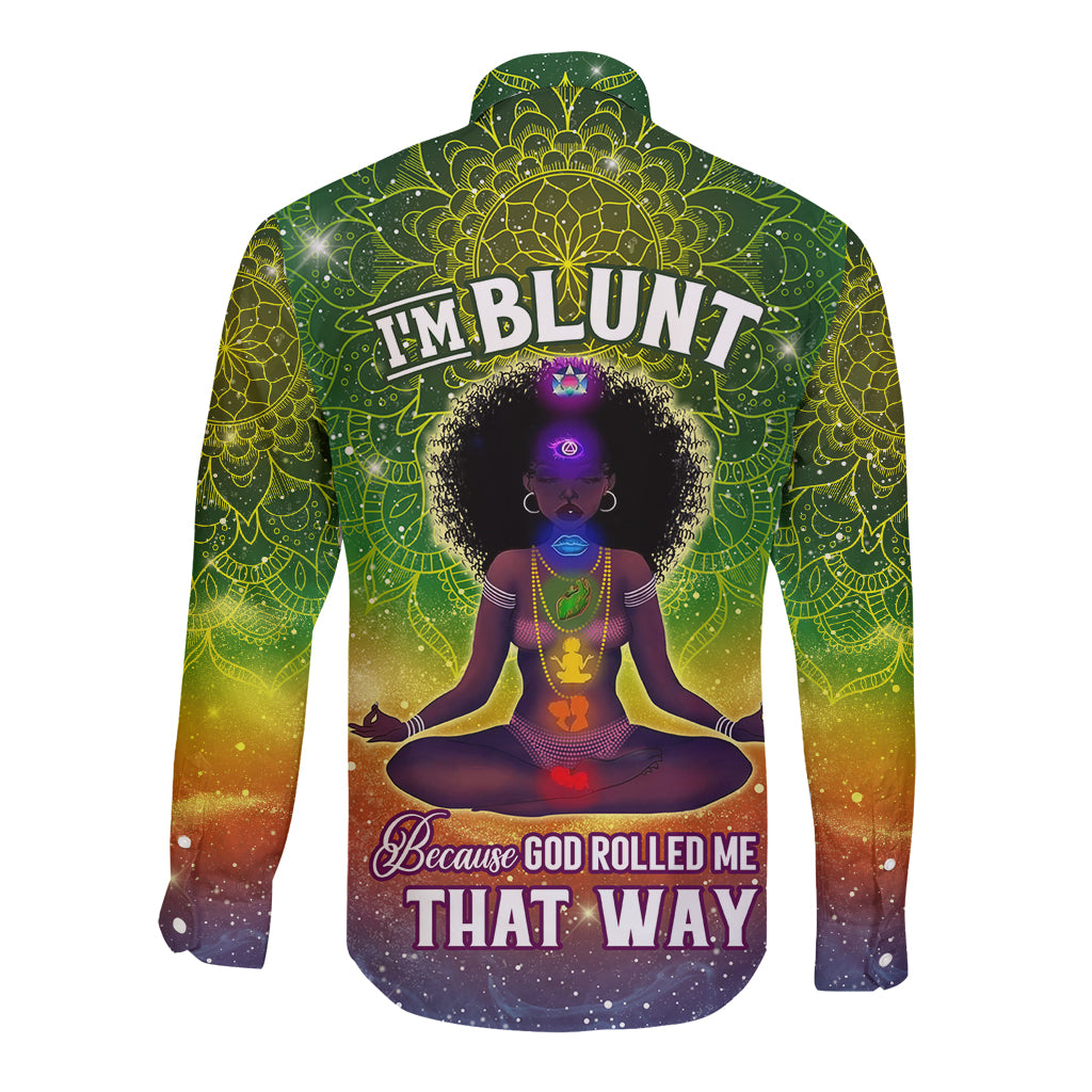 I'm Blunt African Long Sleeve Button Shirt Black Women Mandala - Wonder Print Shop