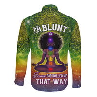 I'm Blunt African Long Sleeve Button Shirt Black Women Mandala - Wonder Print Shop