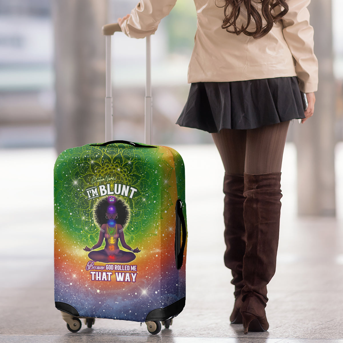 I'm Blunt African Luggage Cover Black Women Mandala - Wonder Print Shop