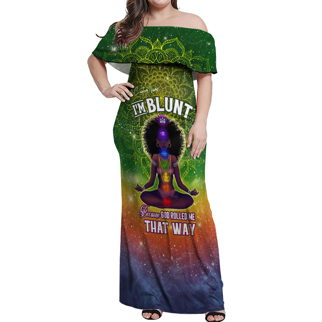 I'm Blunt African Off Shoulder Maxi Dress Black Women Mandala - Wonder Print Shop