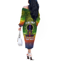 I'm Blunt African Off The Shoulder Long Sleeve Dress Black Women Mandala - Wonder Print Shop