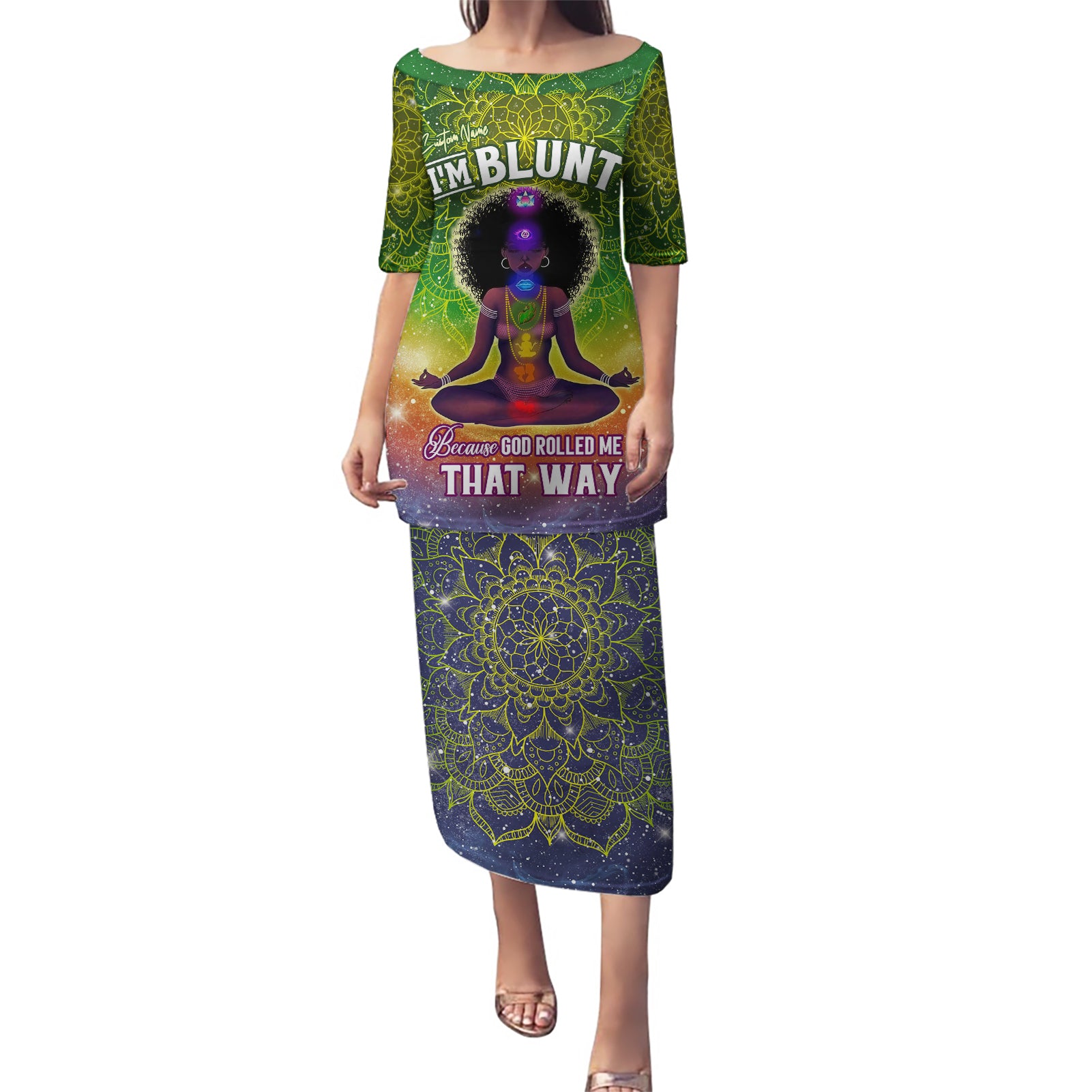 I'm Blunt African Puletasi Black Women Mandala - Wonder Print Shop
