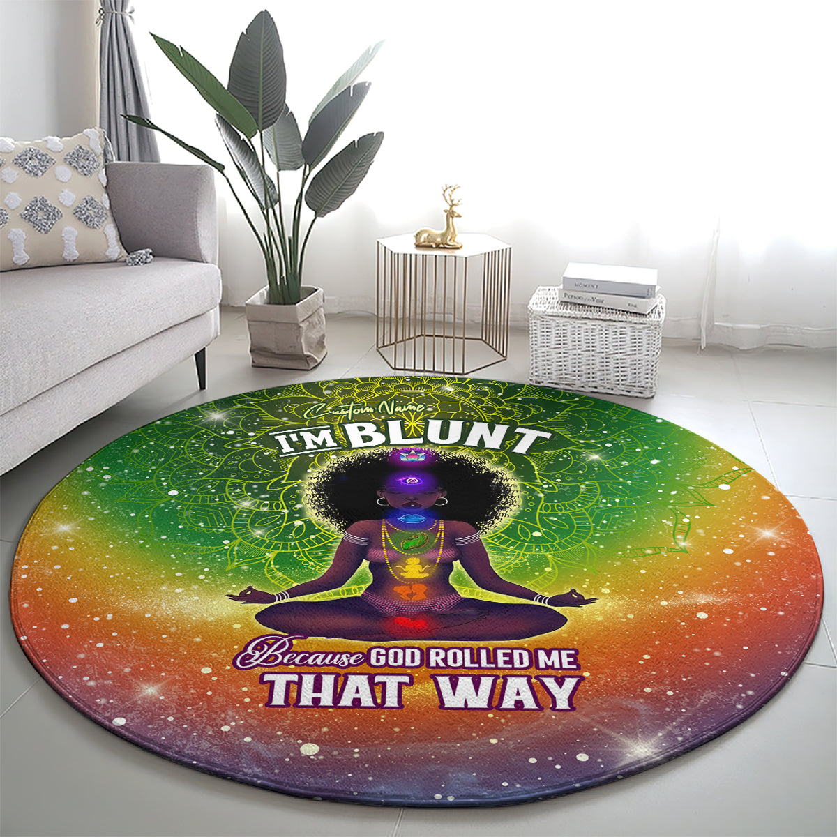 I'm Blunt African Round Carpet Black Women Mandala