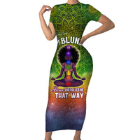 I'm Blunt African Short Sleeve Bodycon Dress Black Women Mandala - Wonder Print Shop