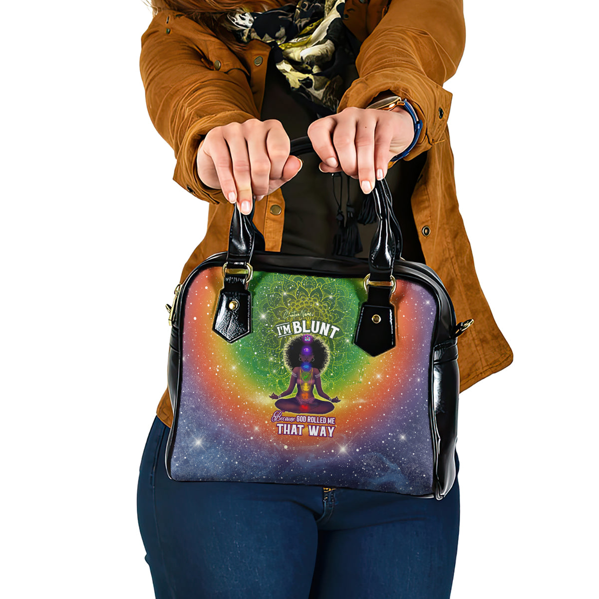 I'm Blunt African Shoulder Handbag Black Women Mandala