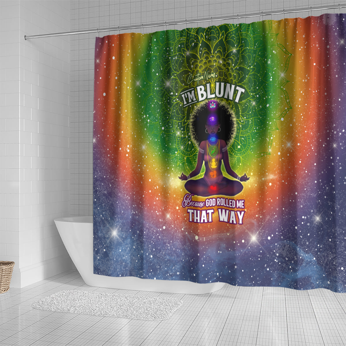 I'm Blunt African Shower Curtain Black Women Mandala